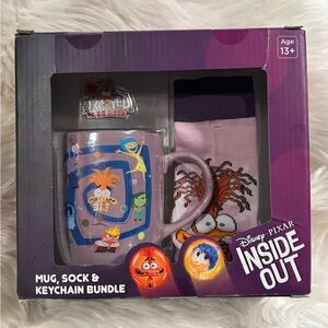 Disney Pixar Inside Out Mug, Sock & Keychain Bundle